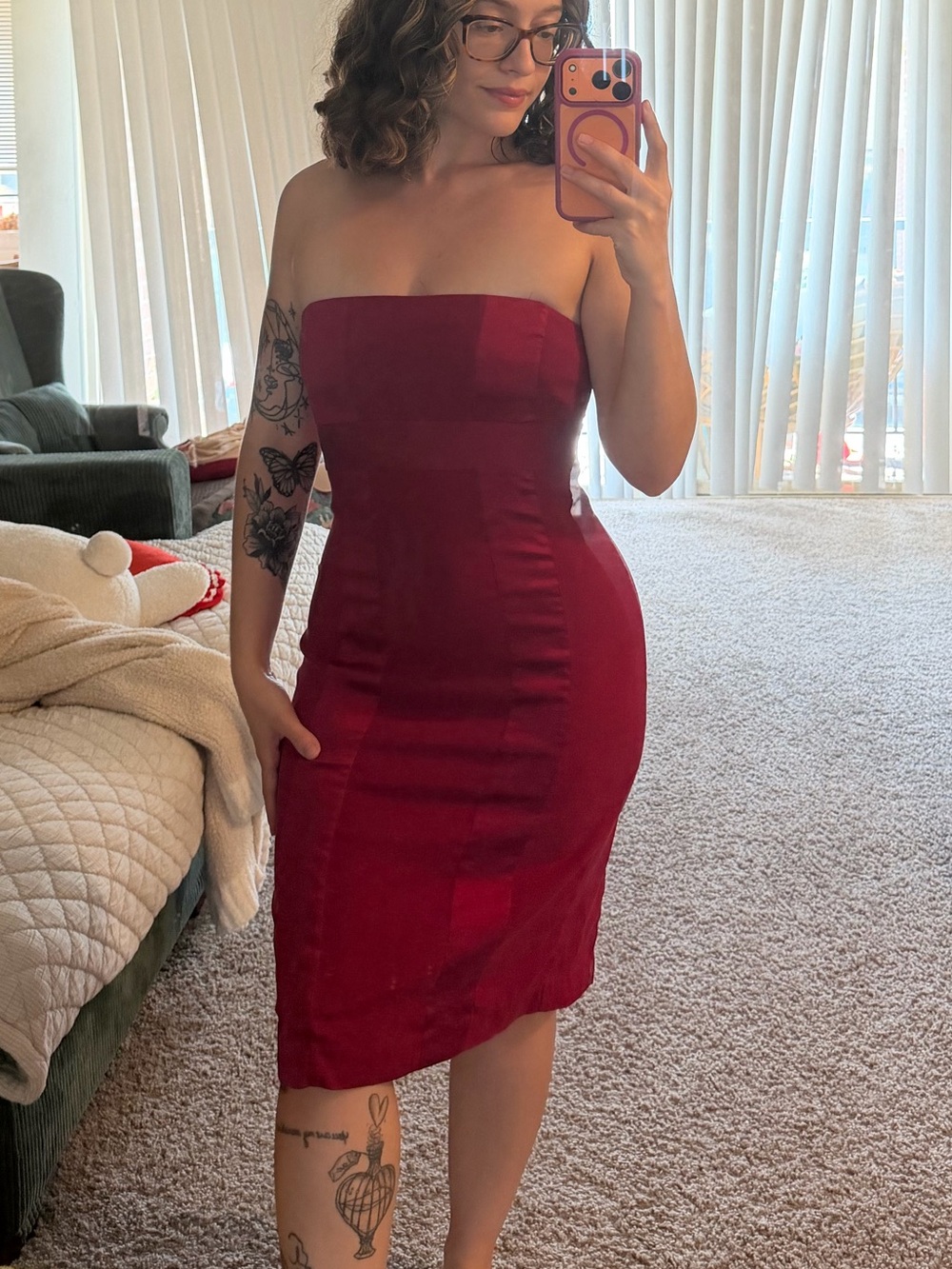 Express Strapless Ruby Mini Dress